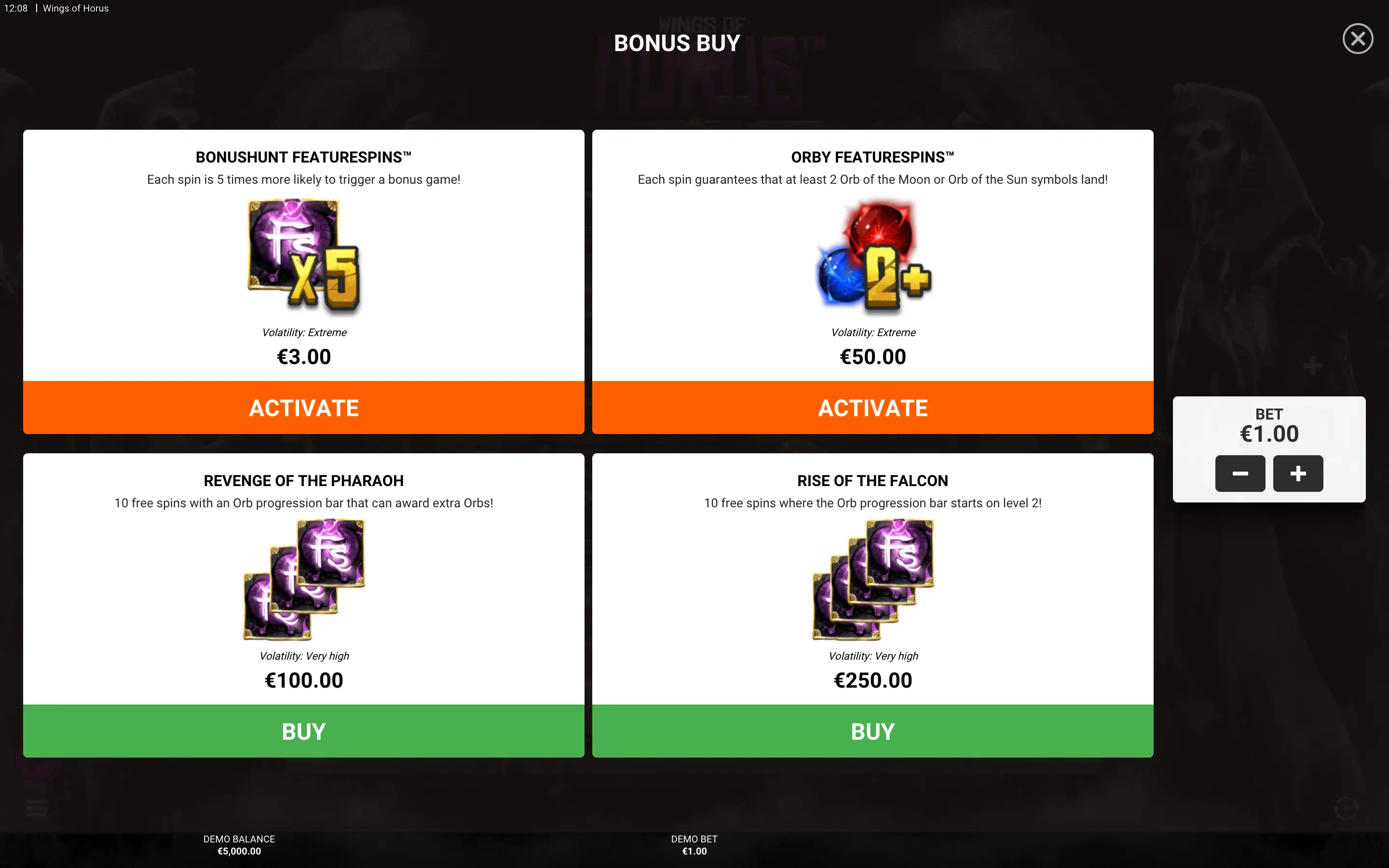wings of horus bonus buy