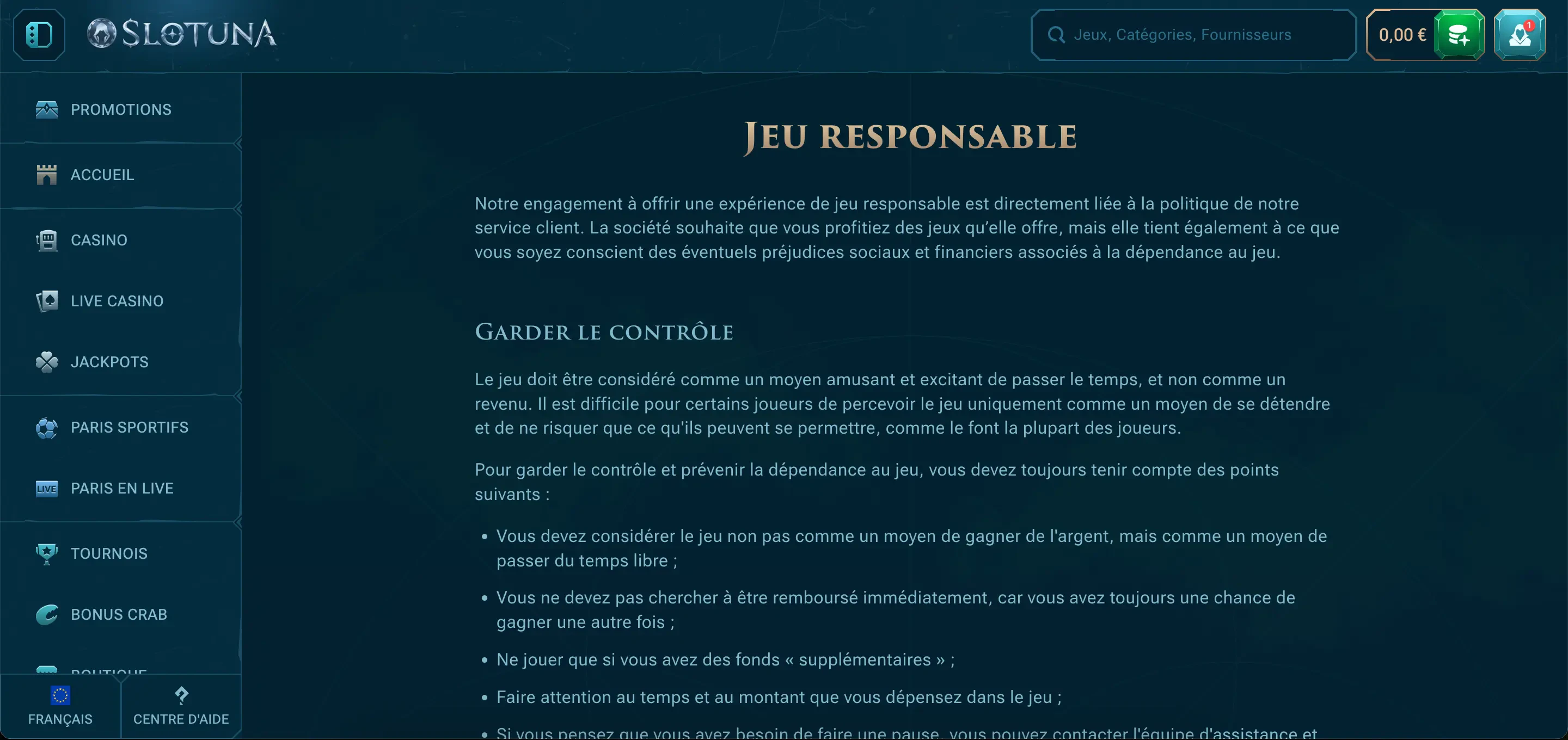slotuna jeu responsable