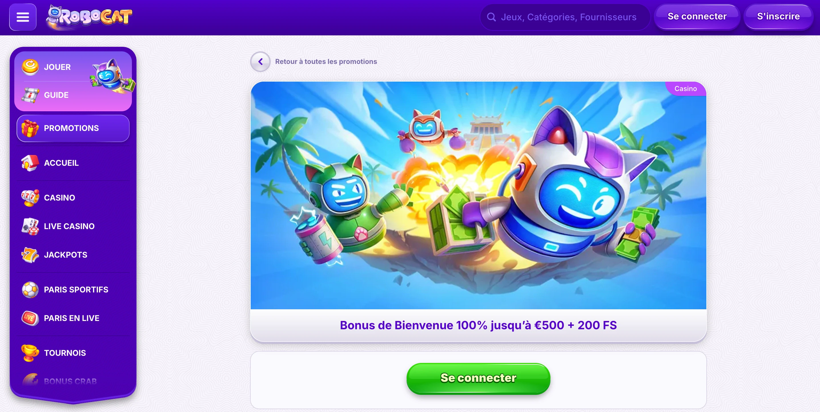 bonus de bienvenue robocat
