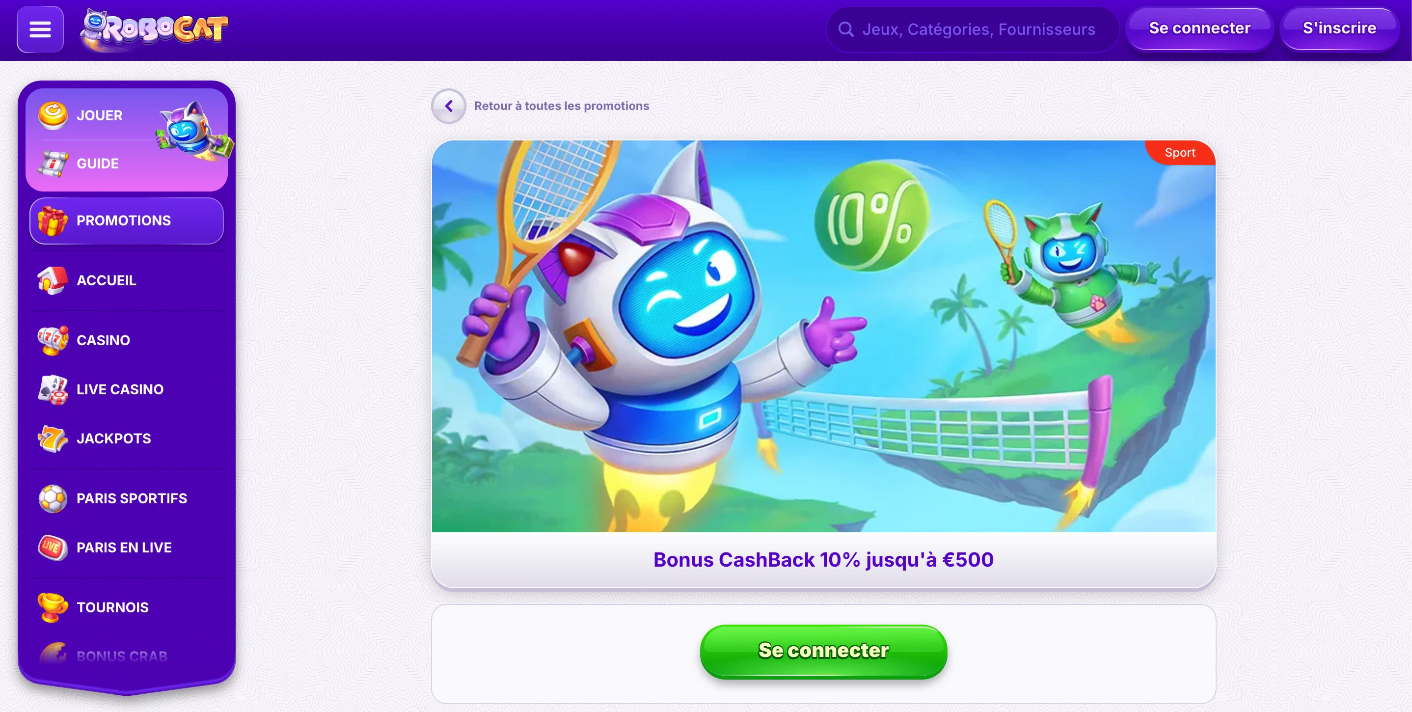 cashback sport robocat