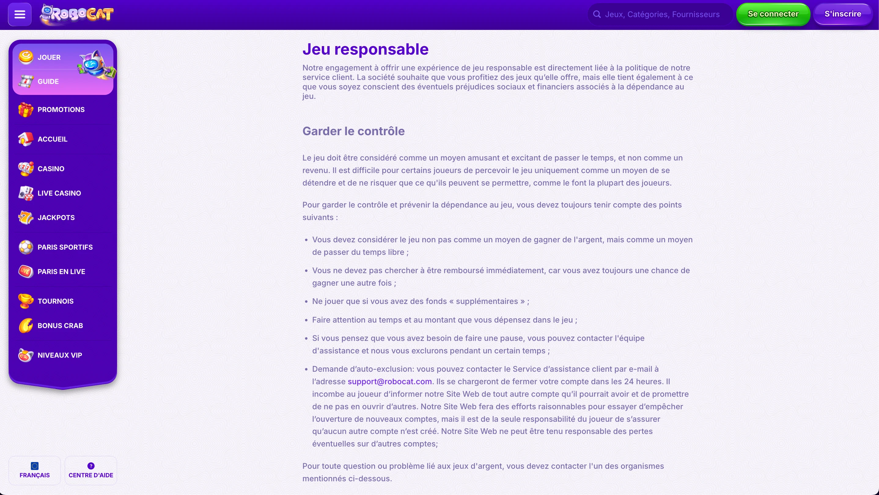 jeu responsable robocat
