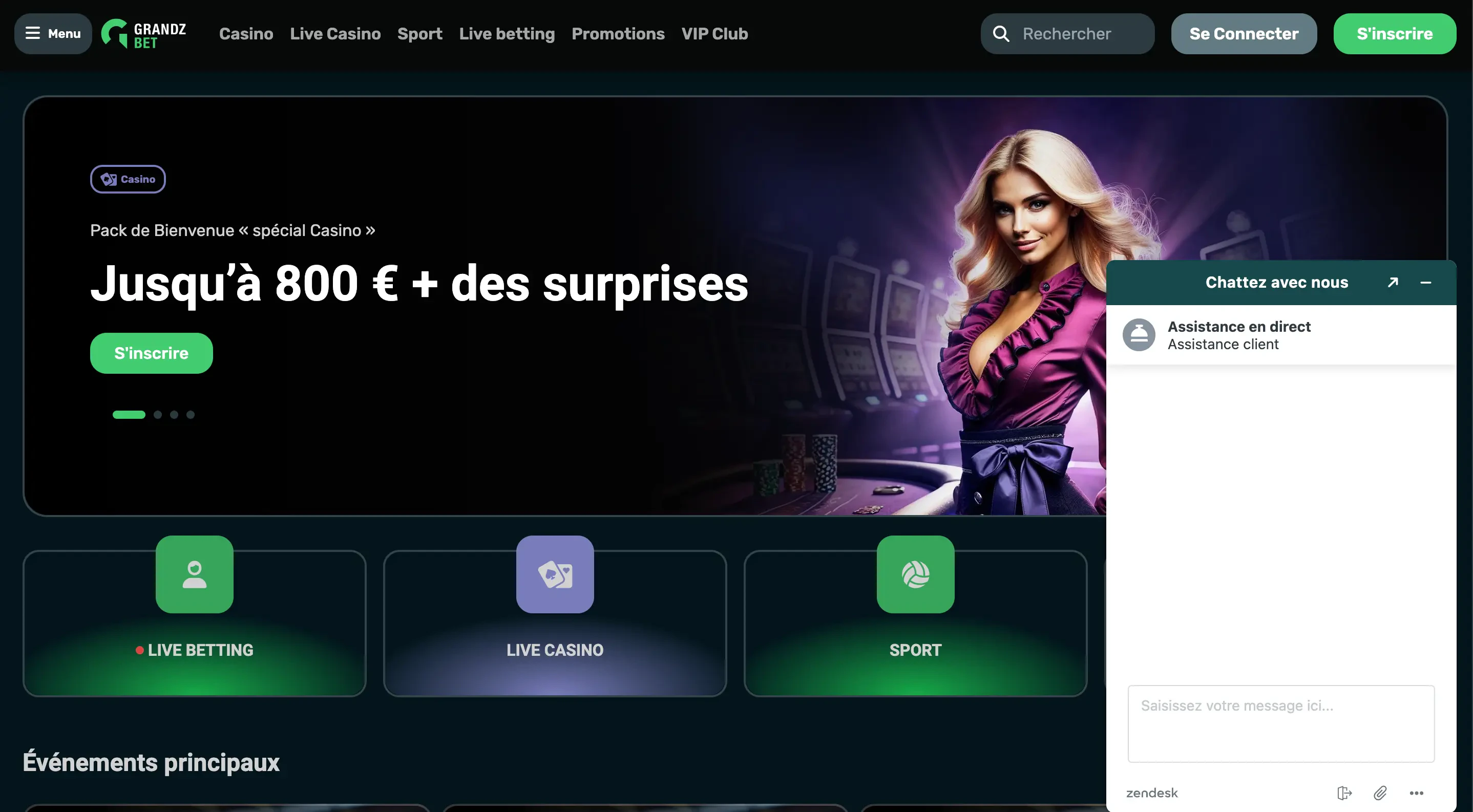 service client grandz bet
