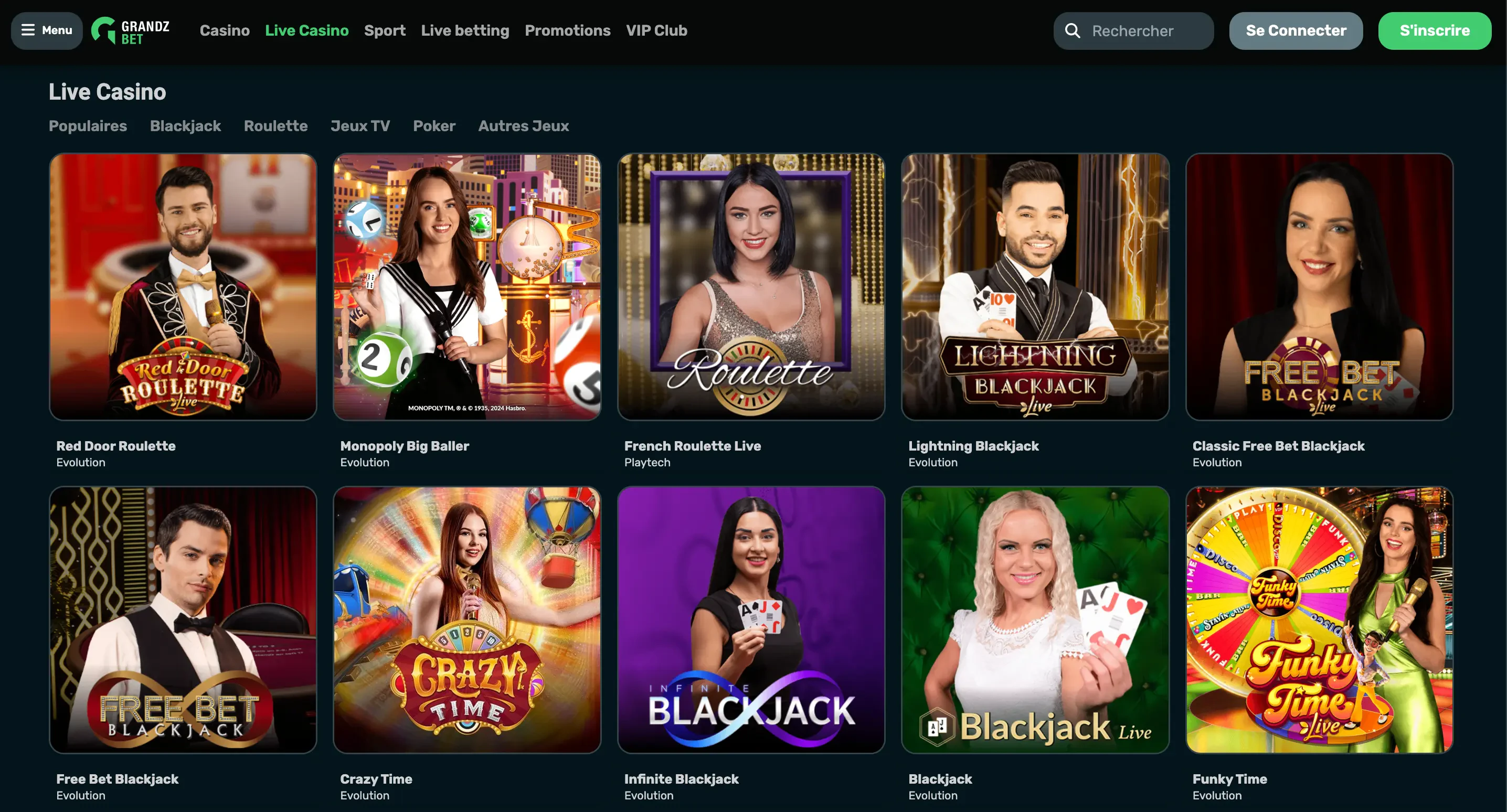 live casino grandz bet