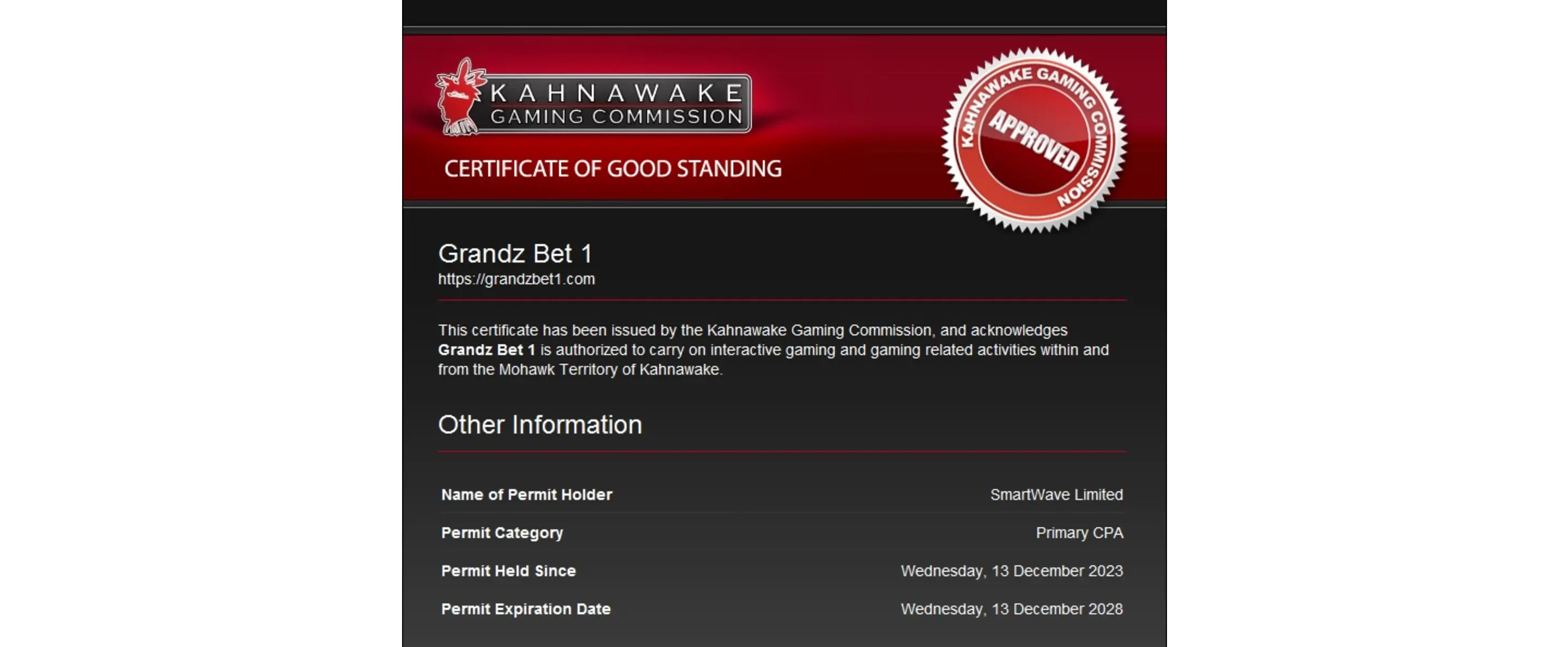 licence grandz bet