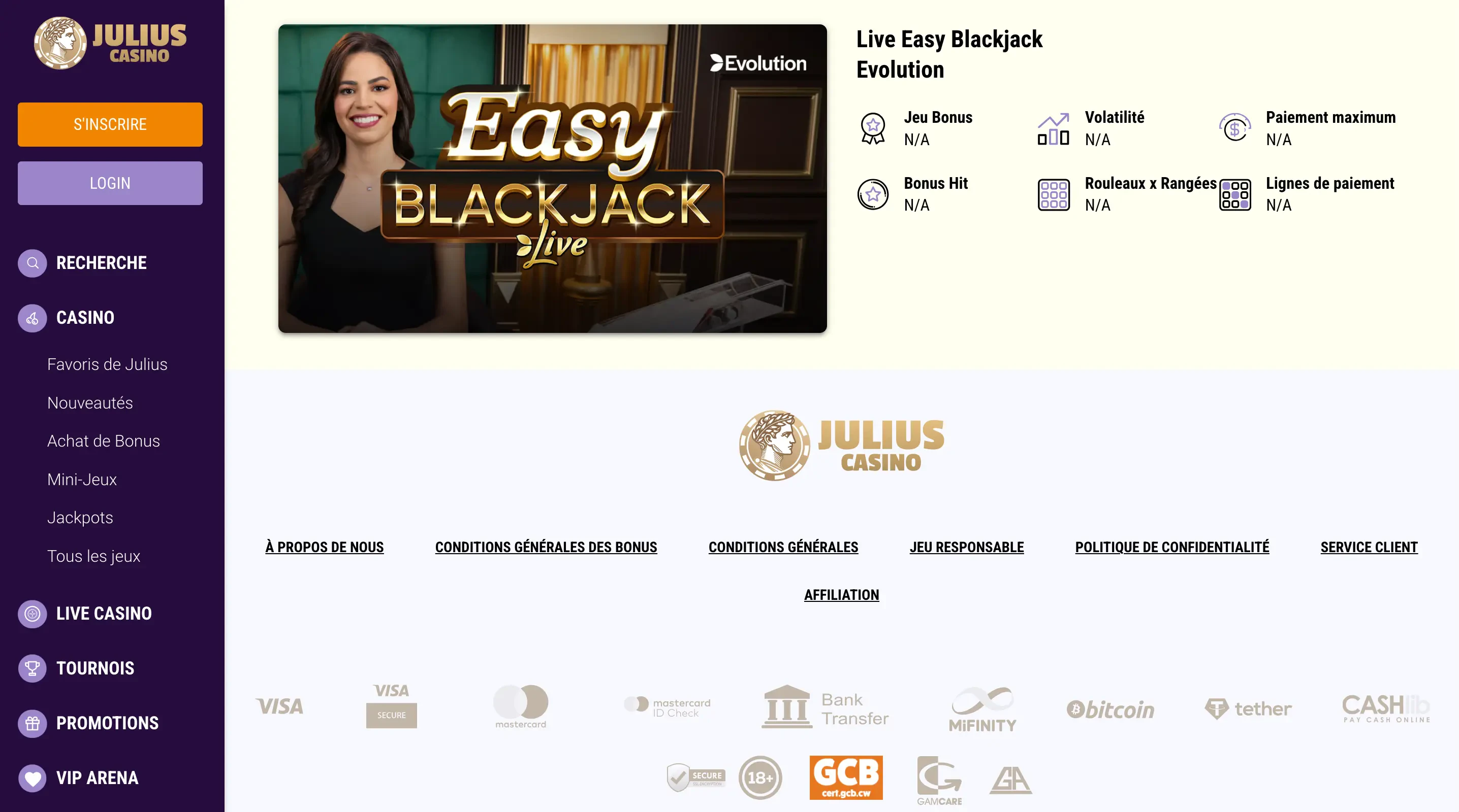 easy blackjack julius casino