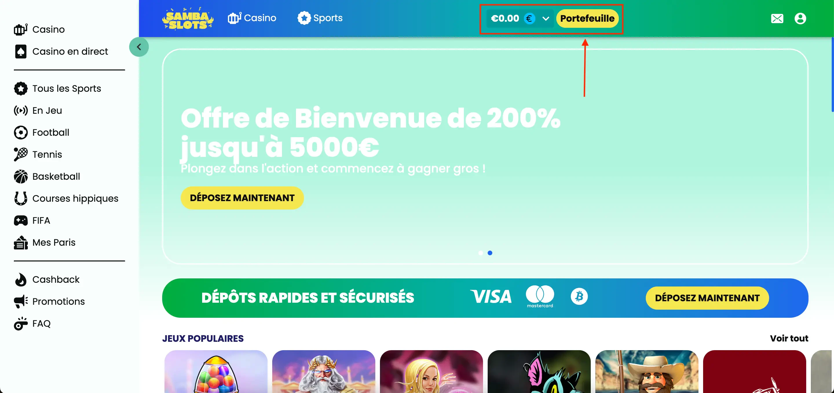 sambaslots dépôt