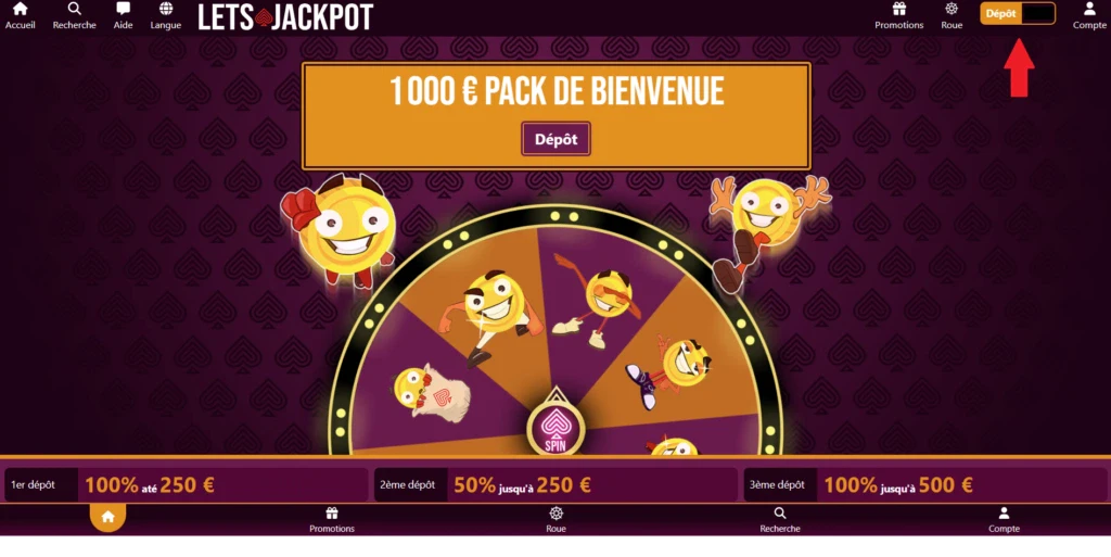 dépôts lets jackpot