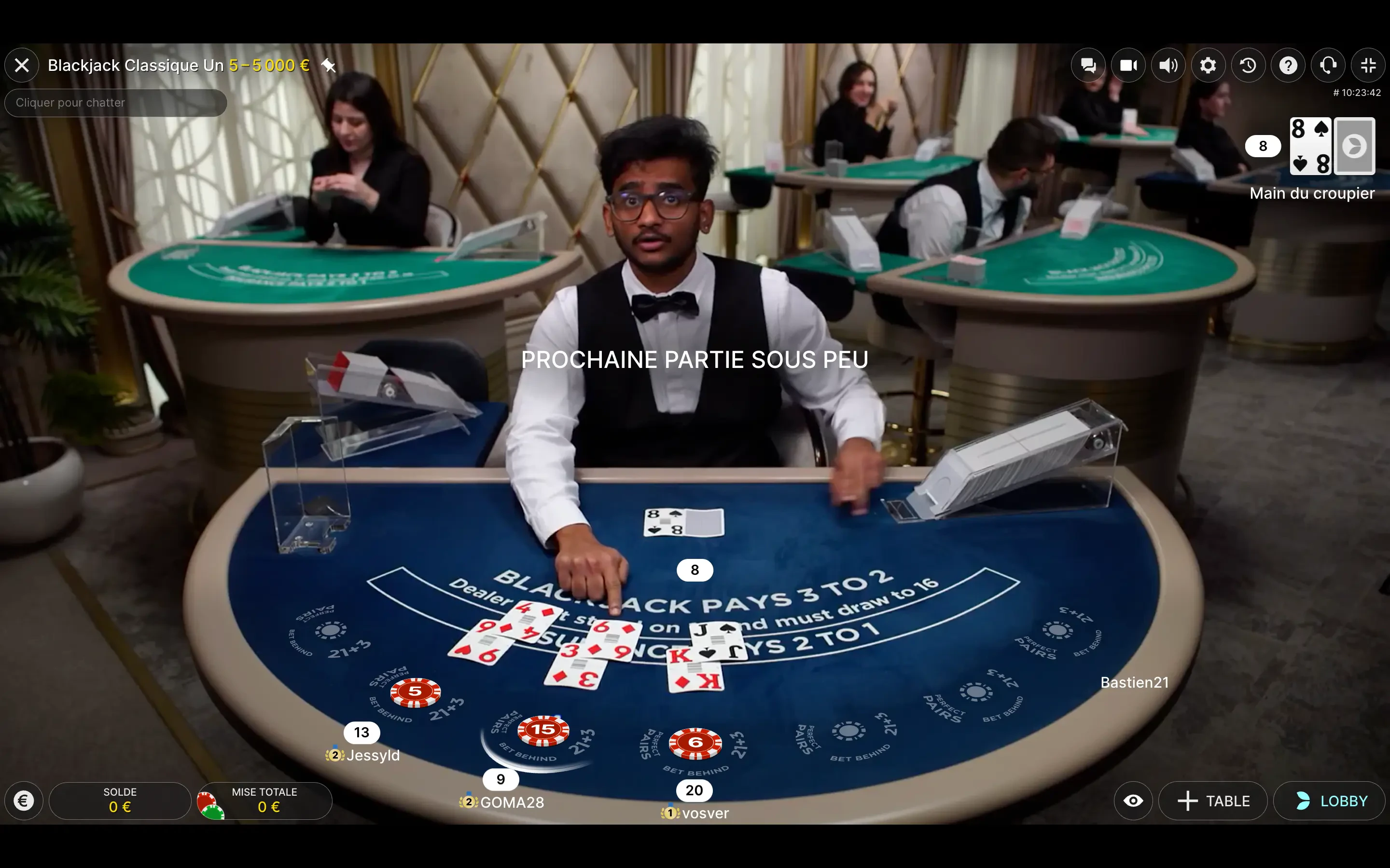 blackjack en direct