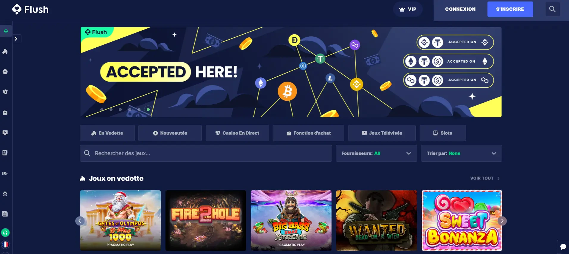 flush casino 100% cryptos
