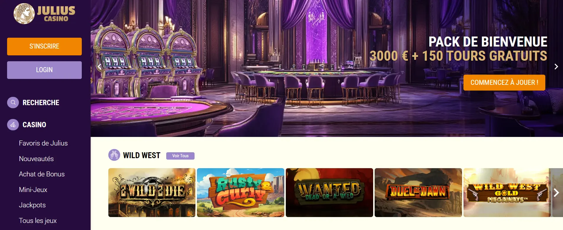 julius casino et son pack de bienvenue