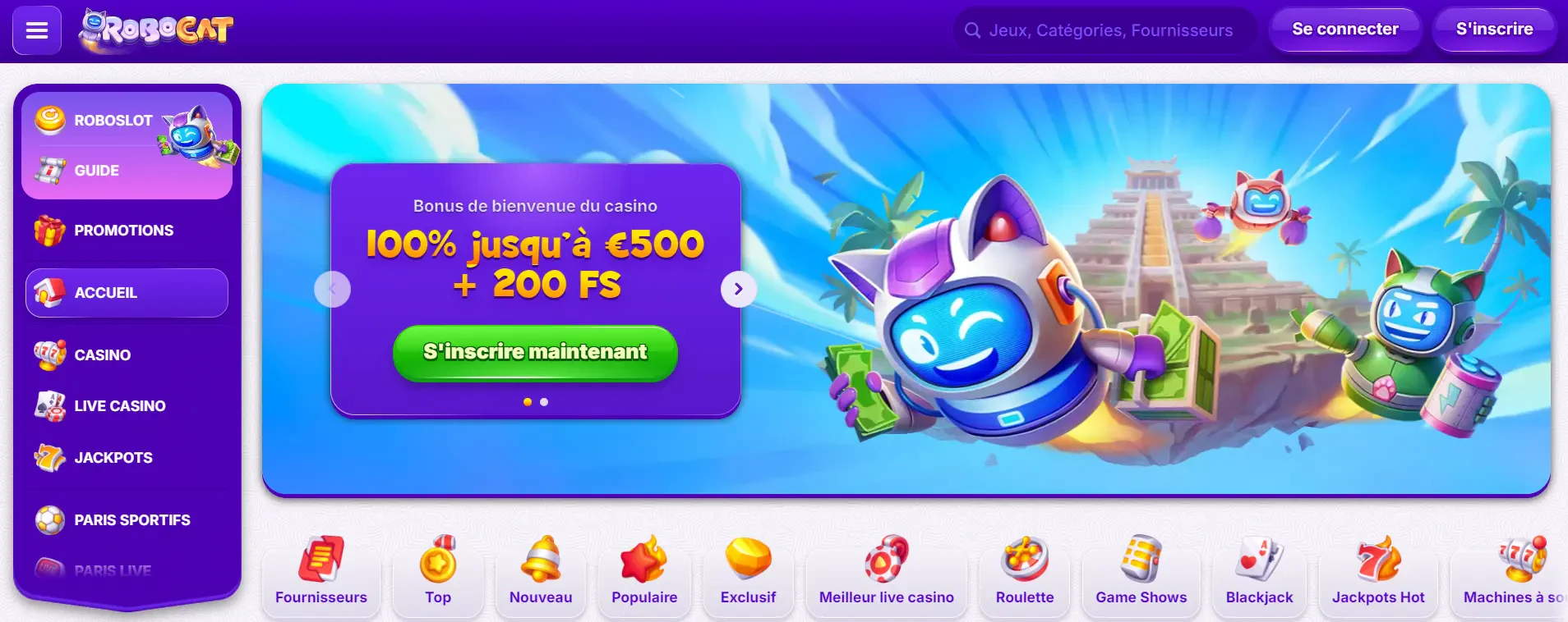 robocat et ses nombreux moyens de paiements