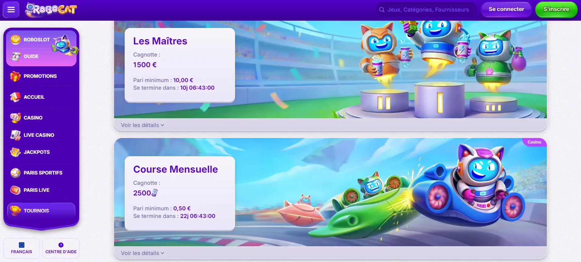 les tournois sur robocat