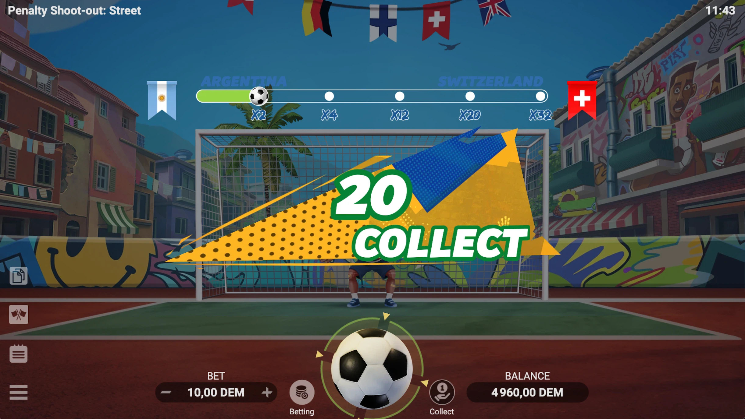 collecter les gains penalty shoot-out street