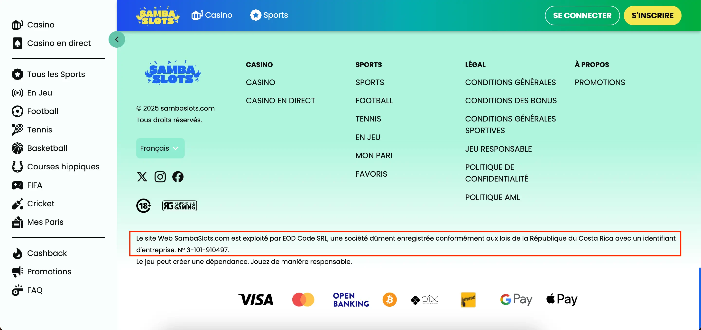 sambaslots licence