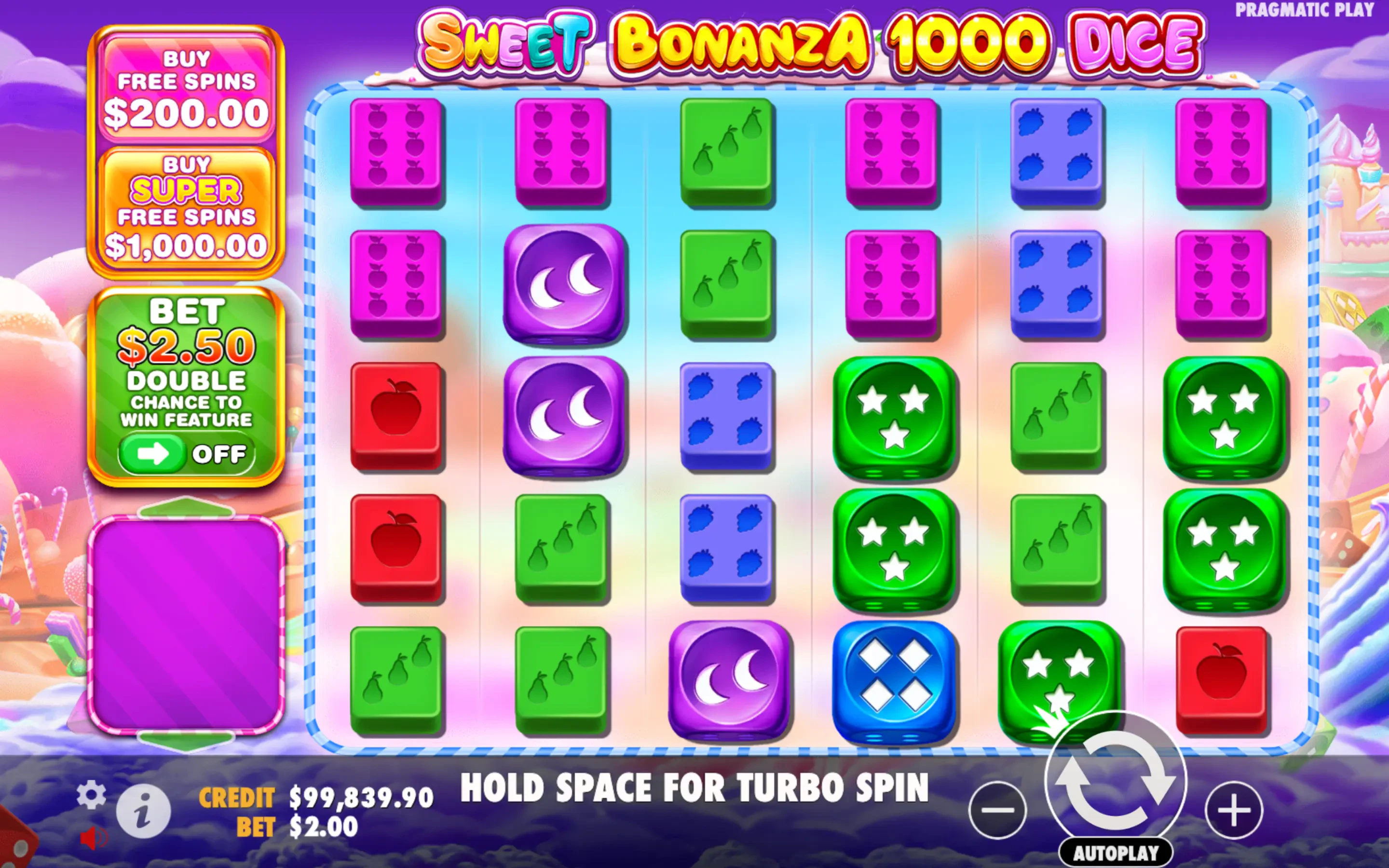 Sweet Bonanza 1000 Dice graphismes
