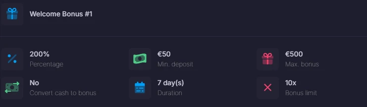 Conditions du bonus de bienvenue Casino
