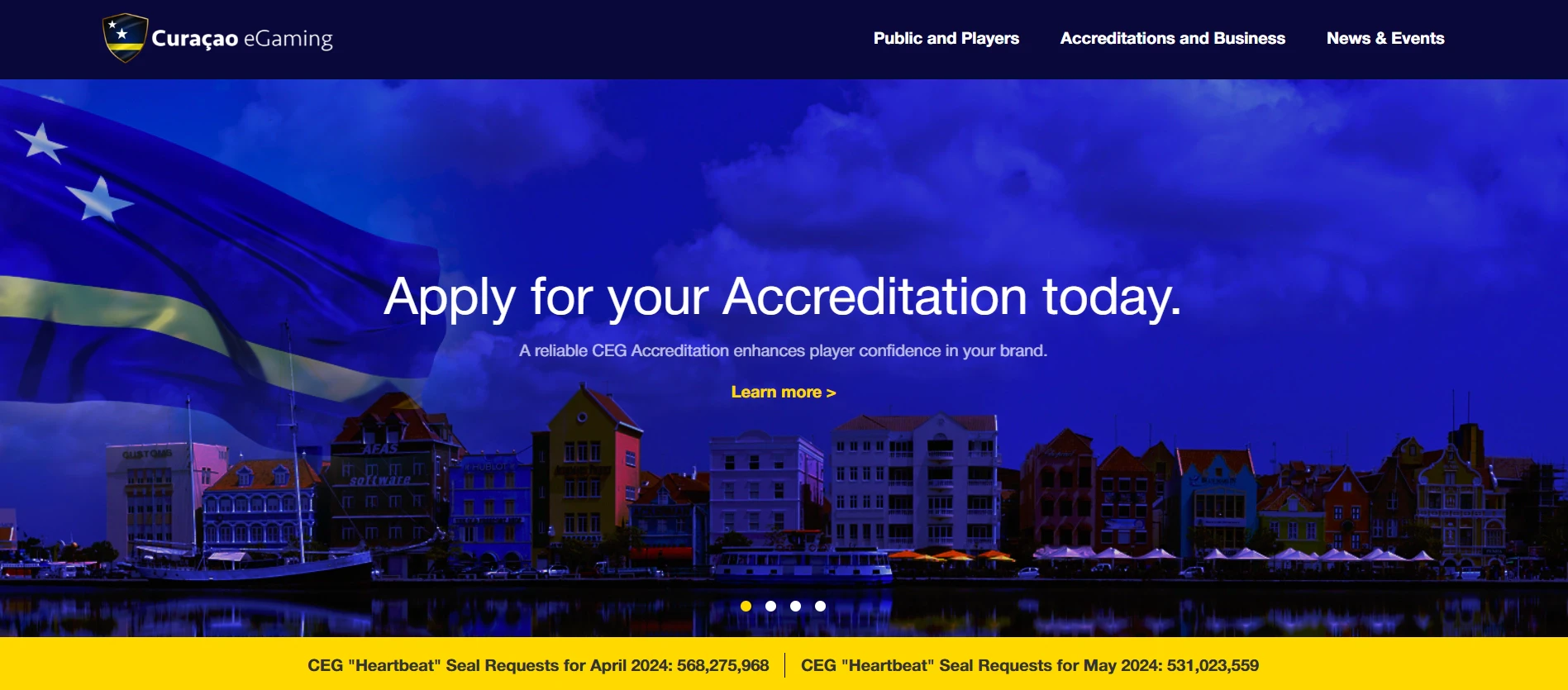 Page d'accueil Curaçao eGaming