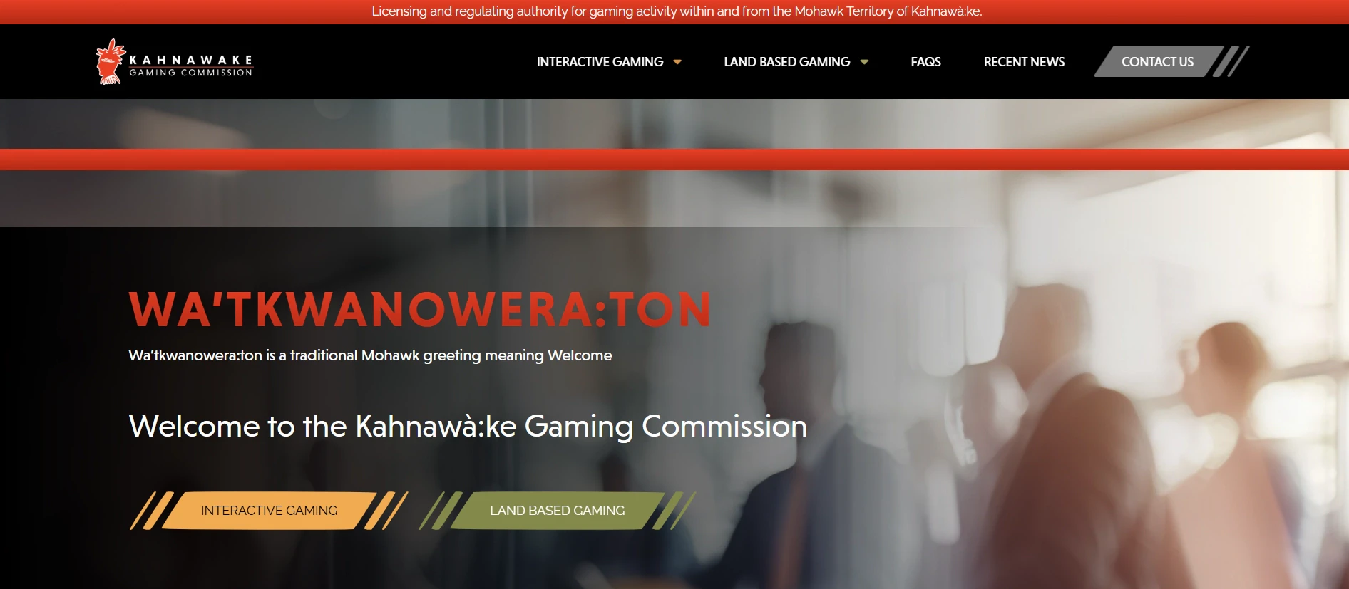 Page d'accueil Kahnawake gaming commission