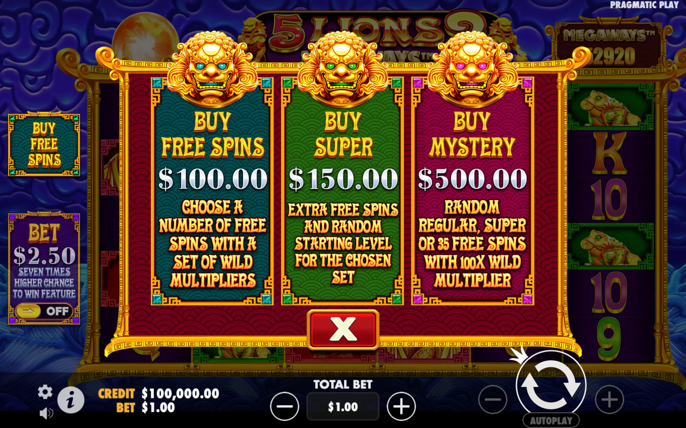 5 lions megaways 2 bonus