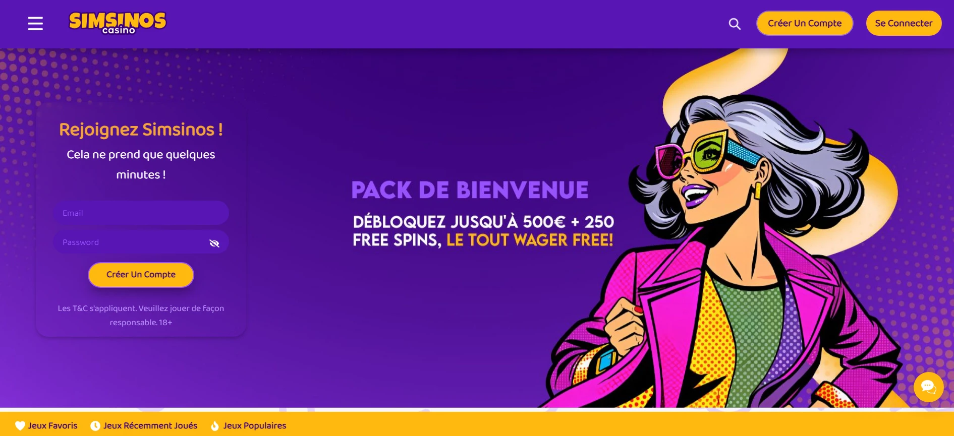 Page d'accueil de Simsinos