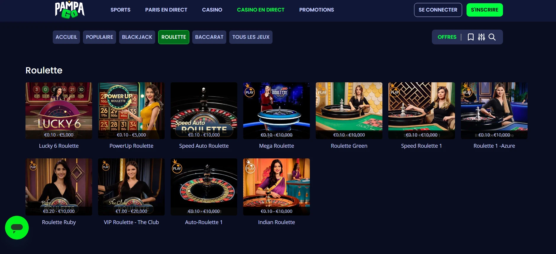 Les jeux de roulette Pragmatic Play sur PampaGo