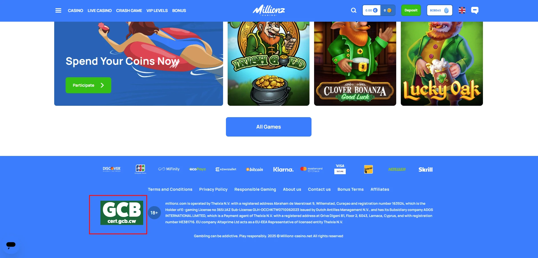 Millionz Casino License