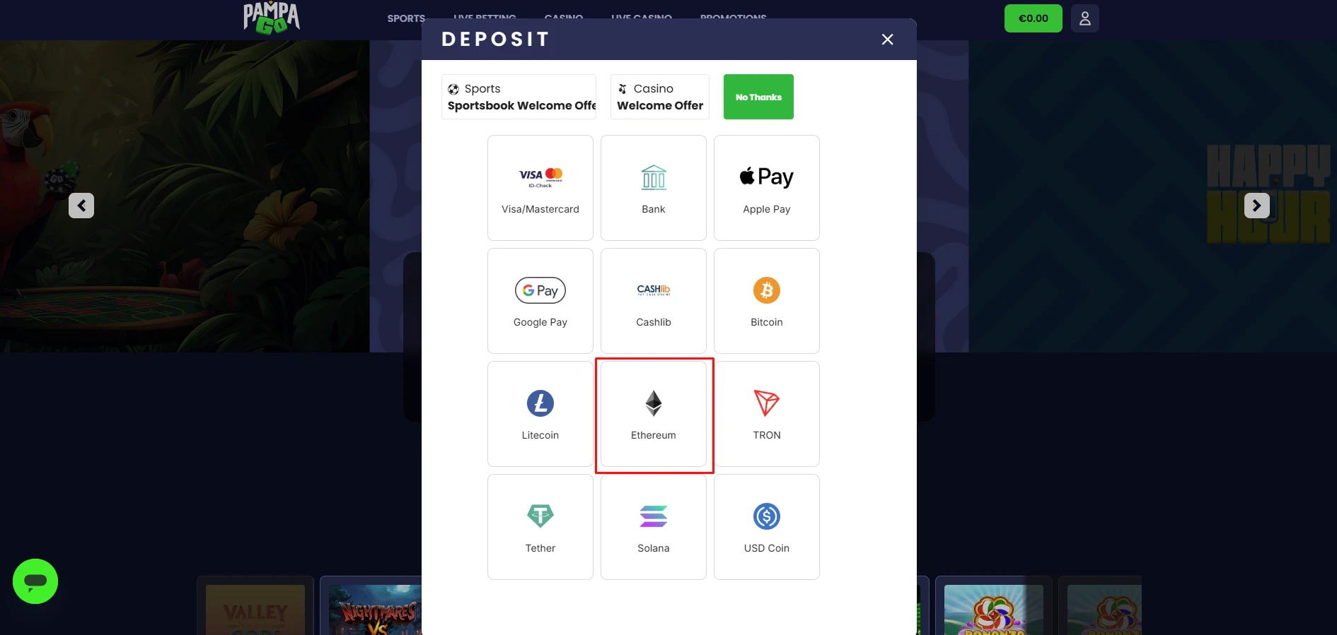 PampaGo Ethereum Deposit