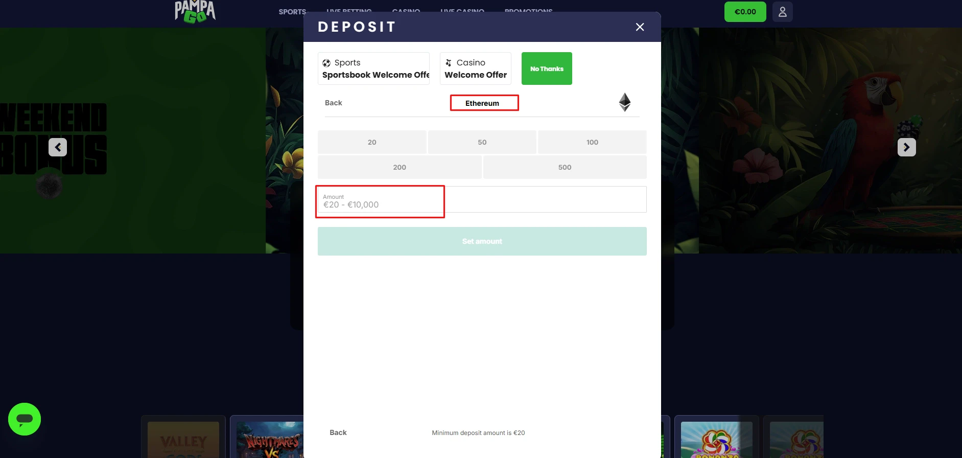 PampaGo Ethereum Deposit