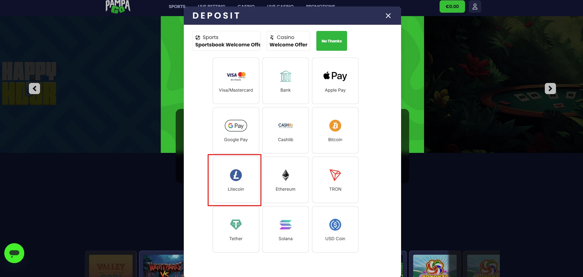 PampaGo Litecoin Deposit