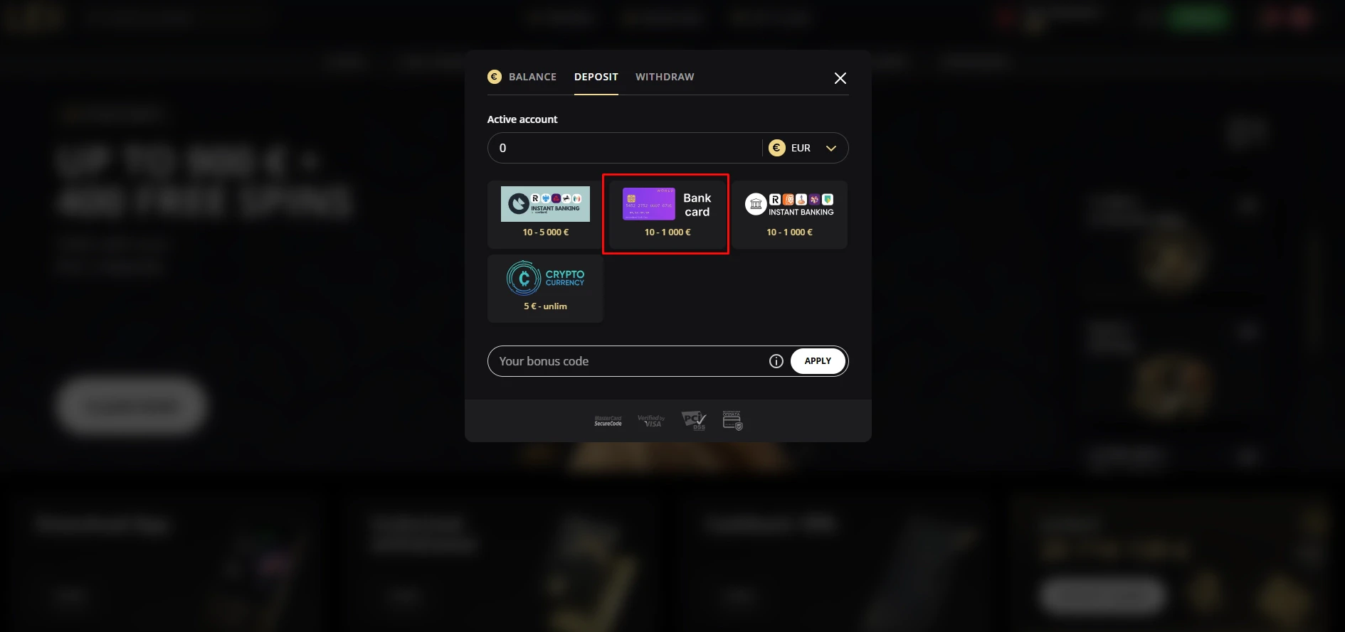 Lex Casino Maestro Deposits