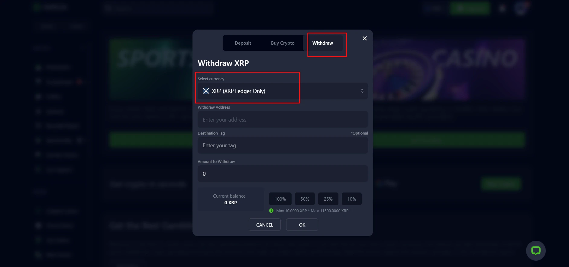 Bets.io Ripple Withdrawals