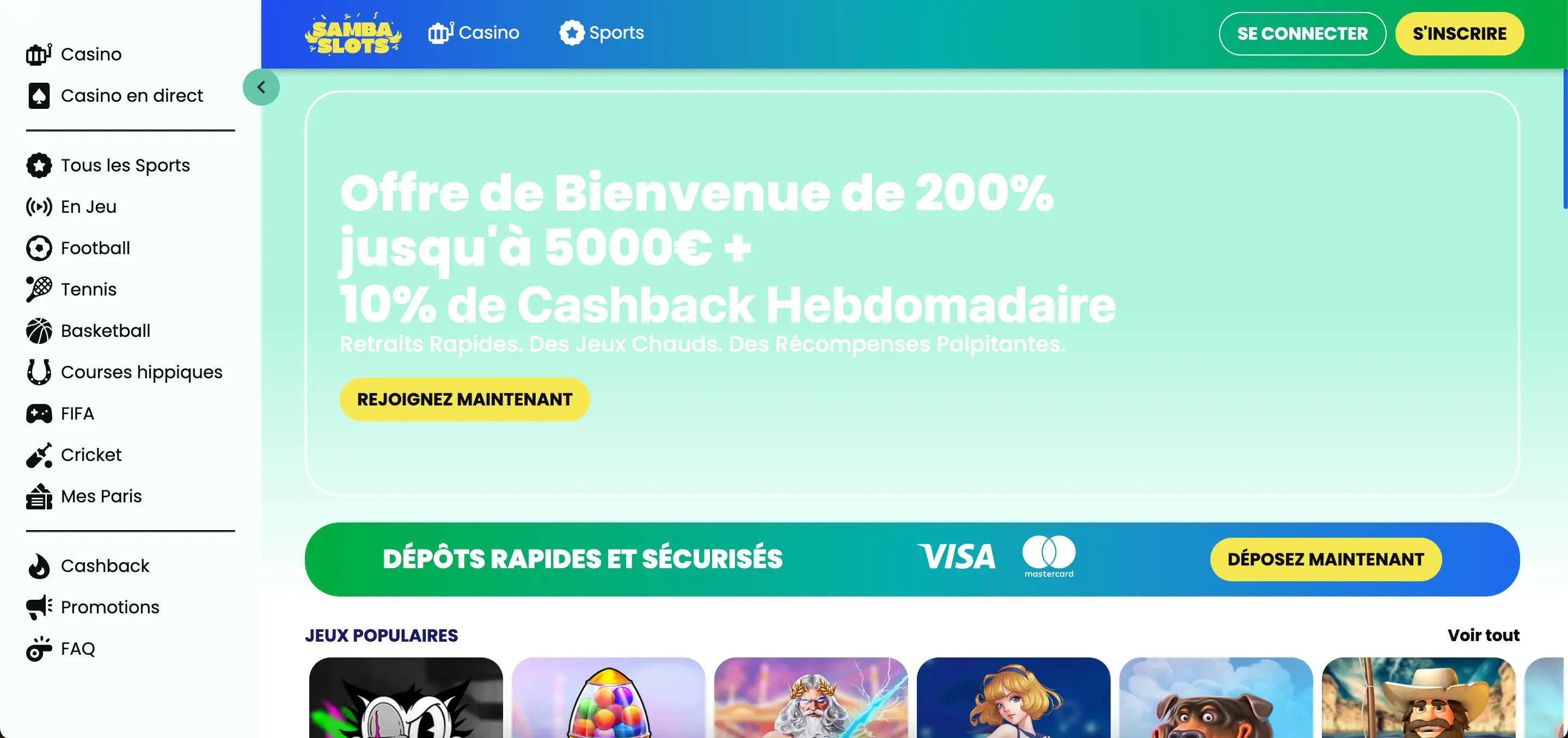 Samba Slots casino retrait immédiat