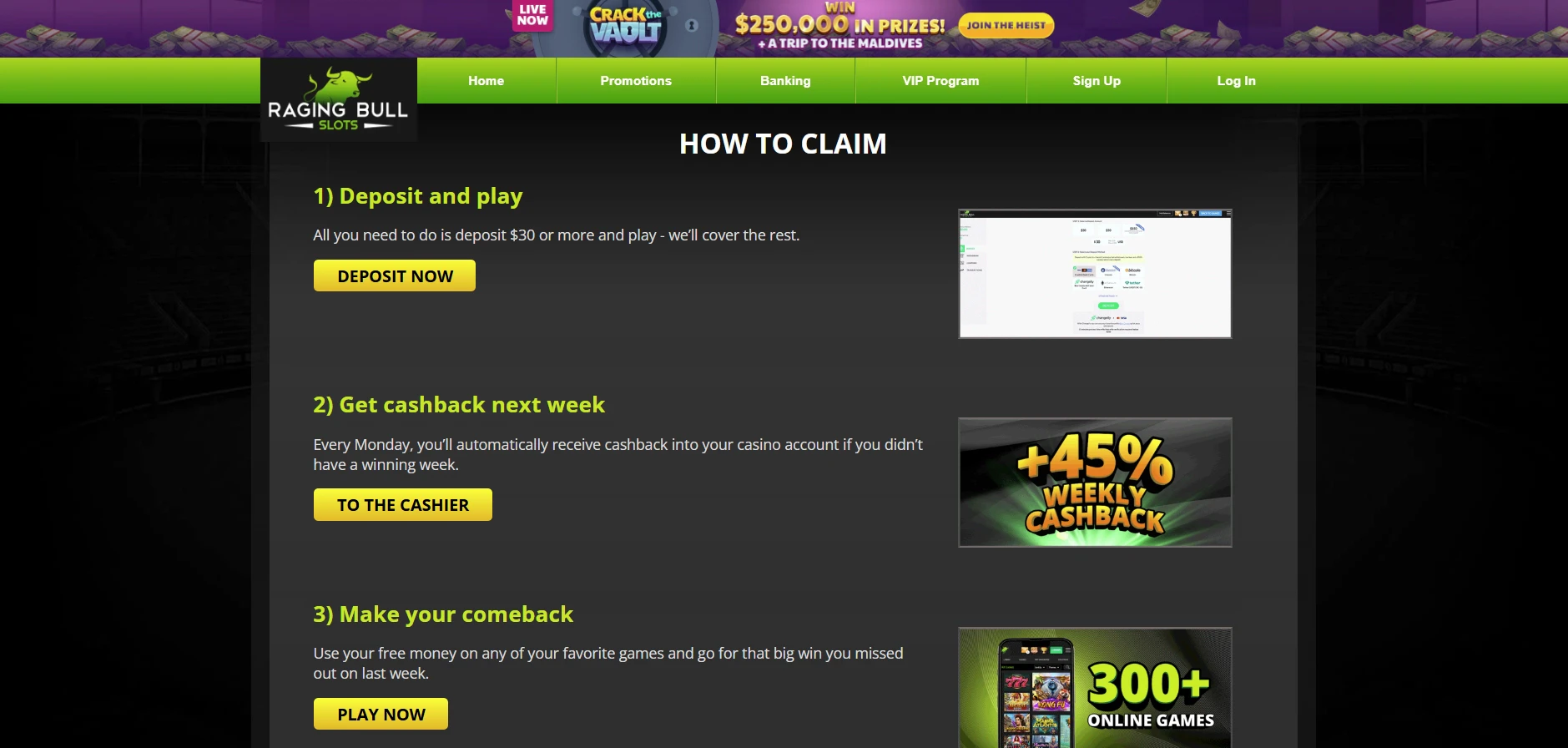 Raging Bull Slots Weekly Cashback