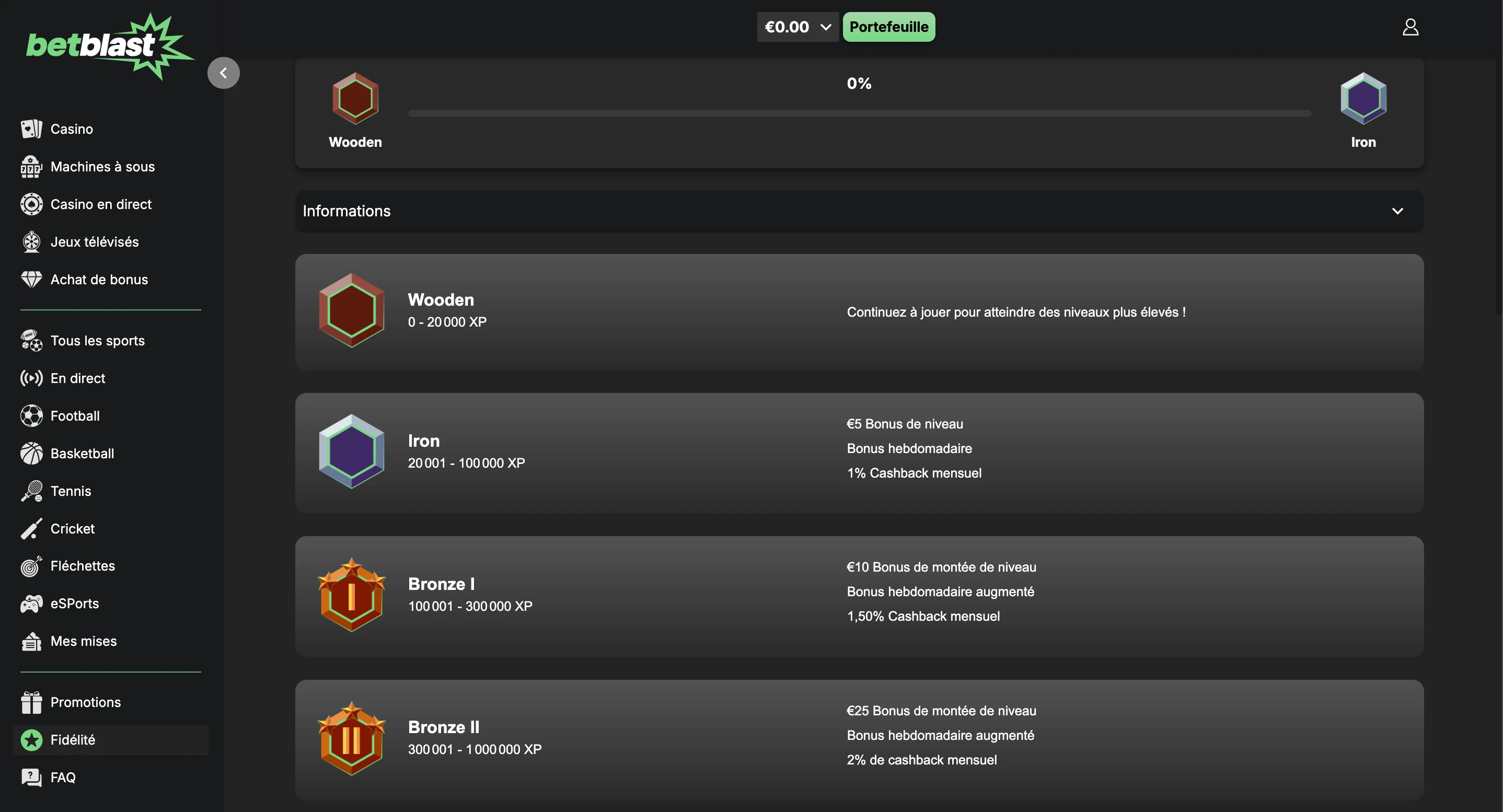 programme de fidélité betblast