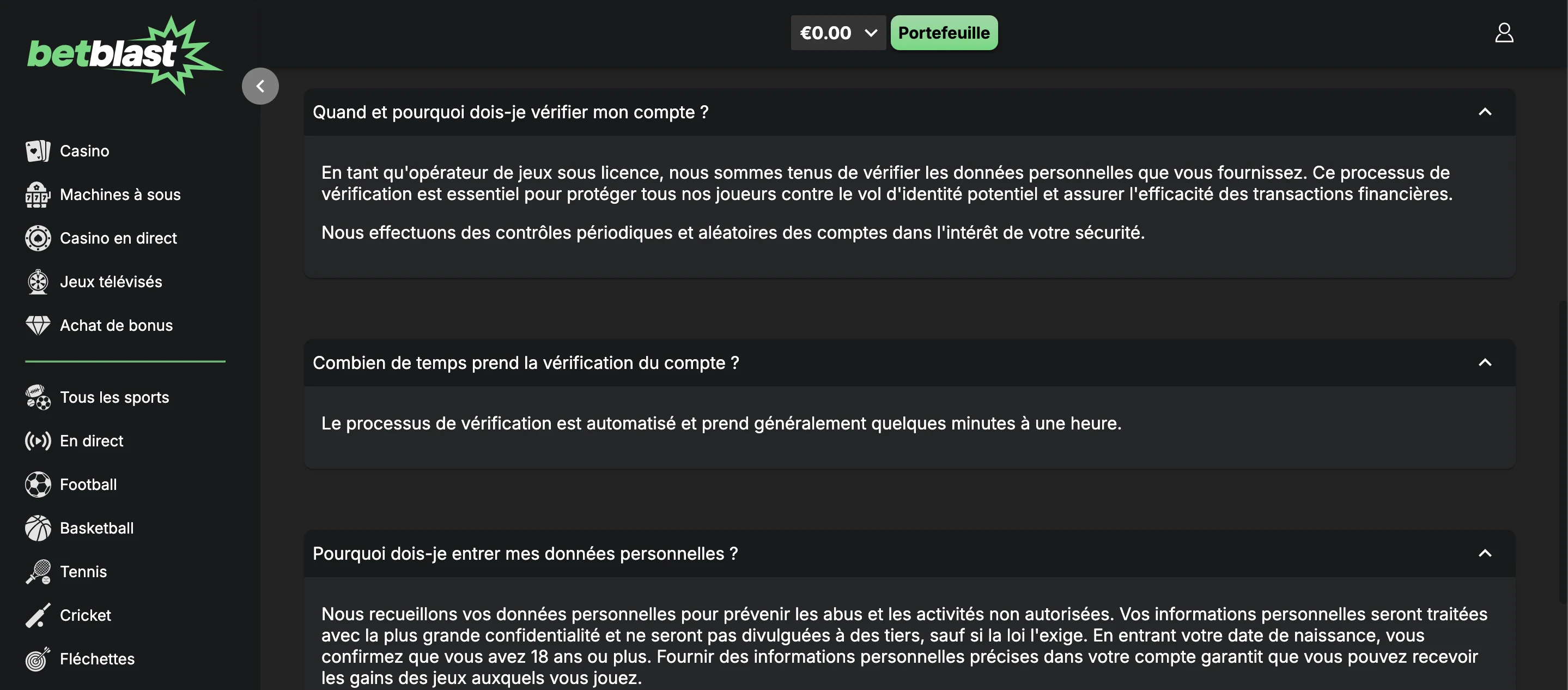 confidentialité betblast