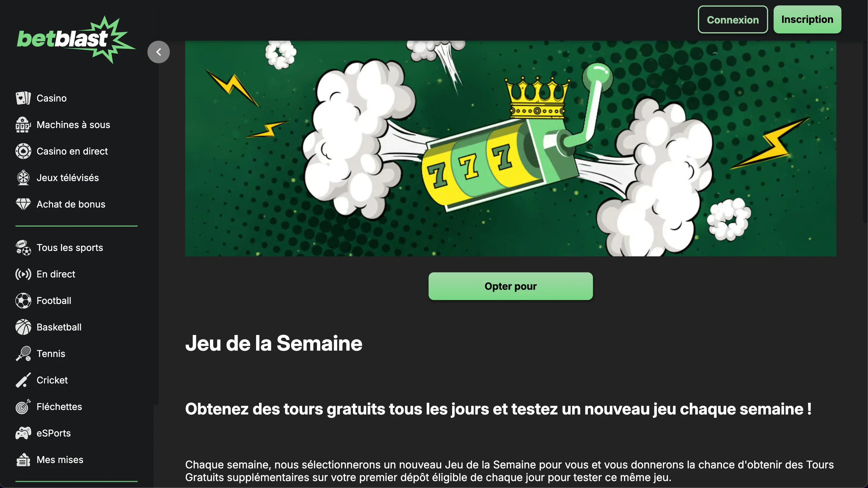 jeu de la semaine betblast