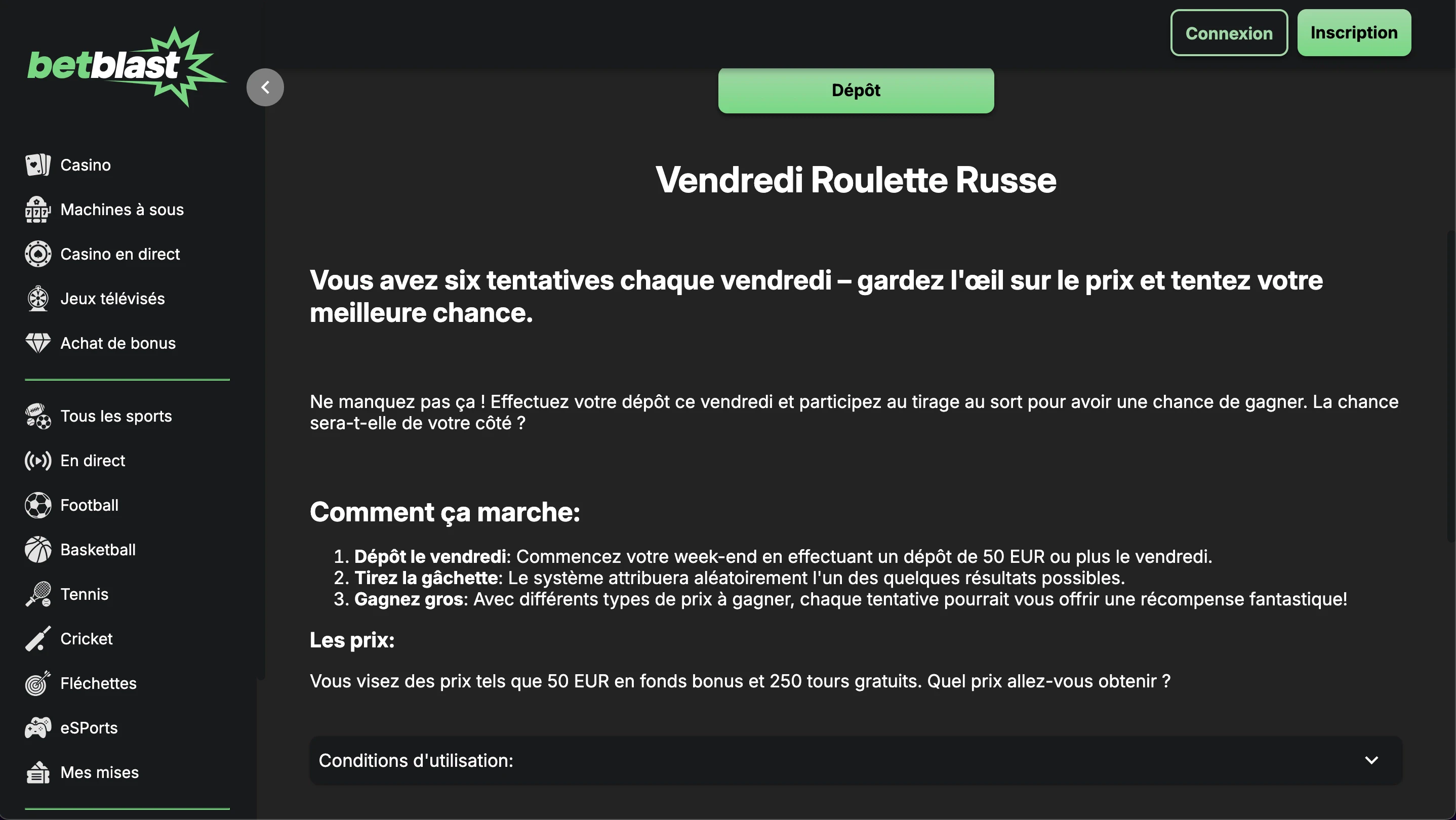 bonus vendredi betblast