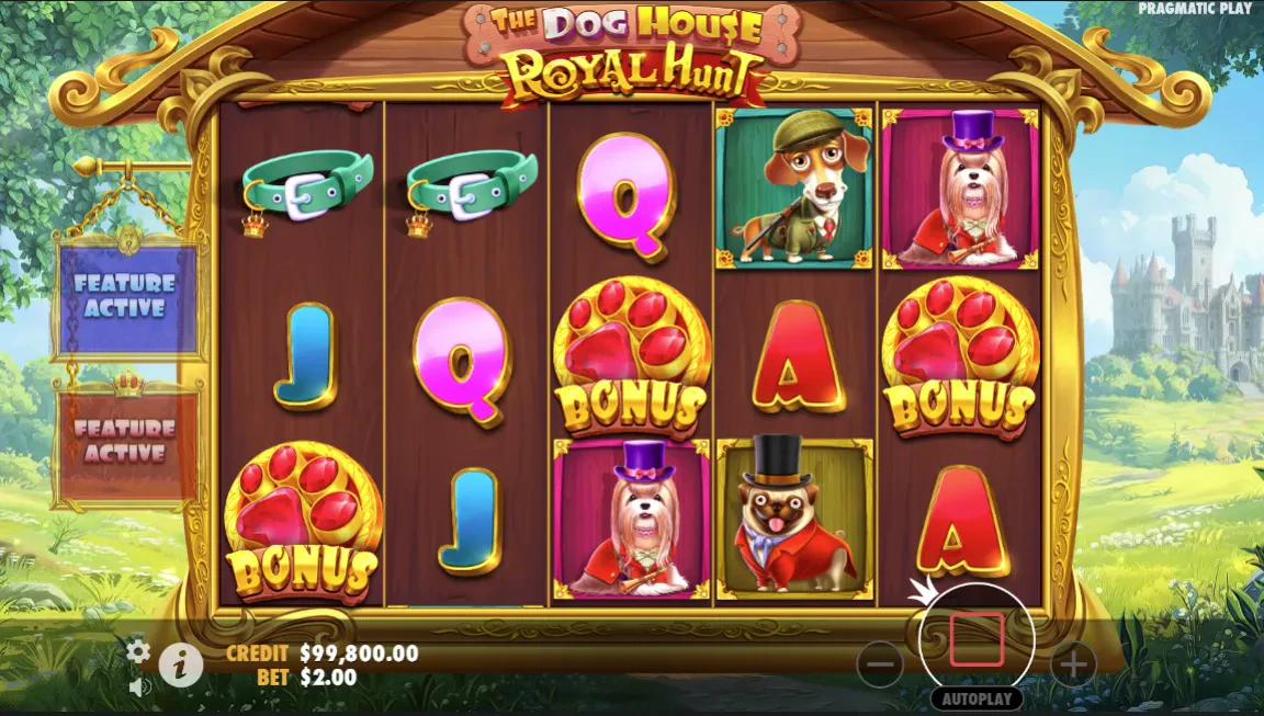 déclenchement de la partie bonus sur the dog house royal hunt