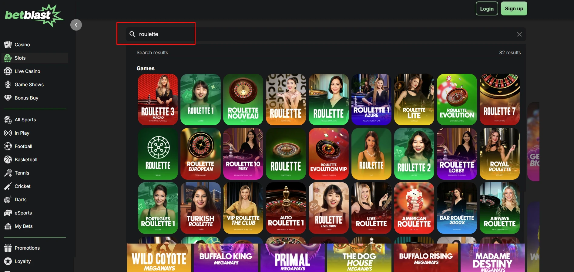 Betblast Casino Table Games