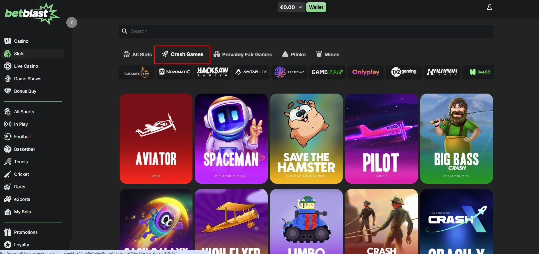 Betblast Casino Crash Games