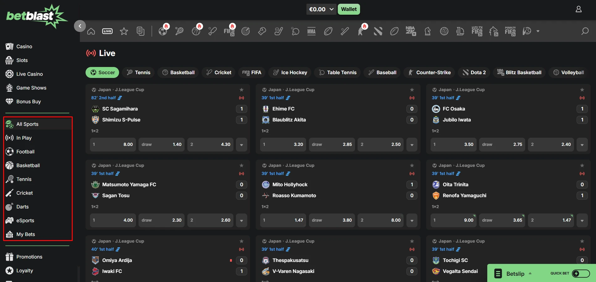 Betblast Casino Sportsbook