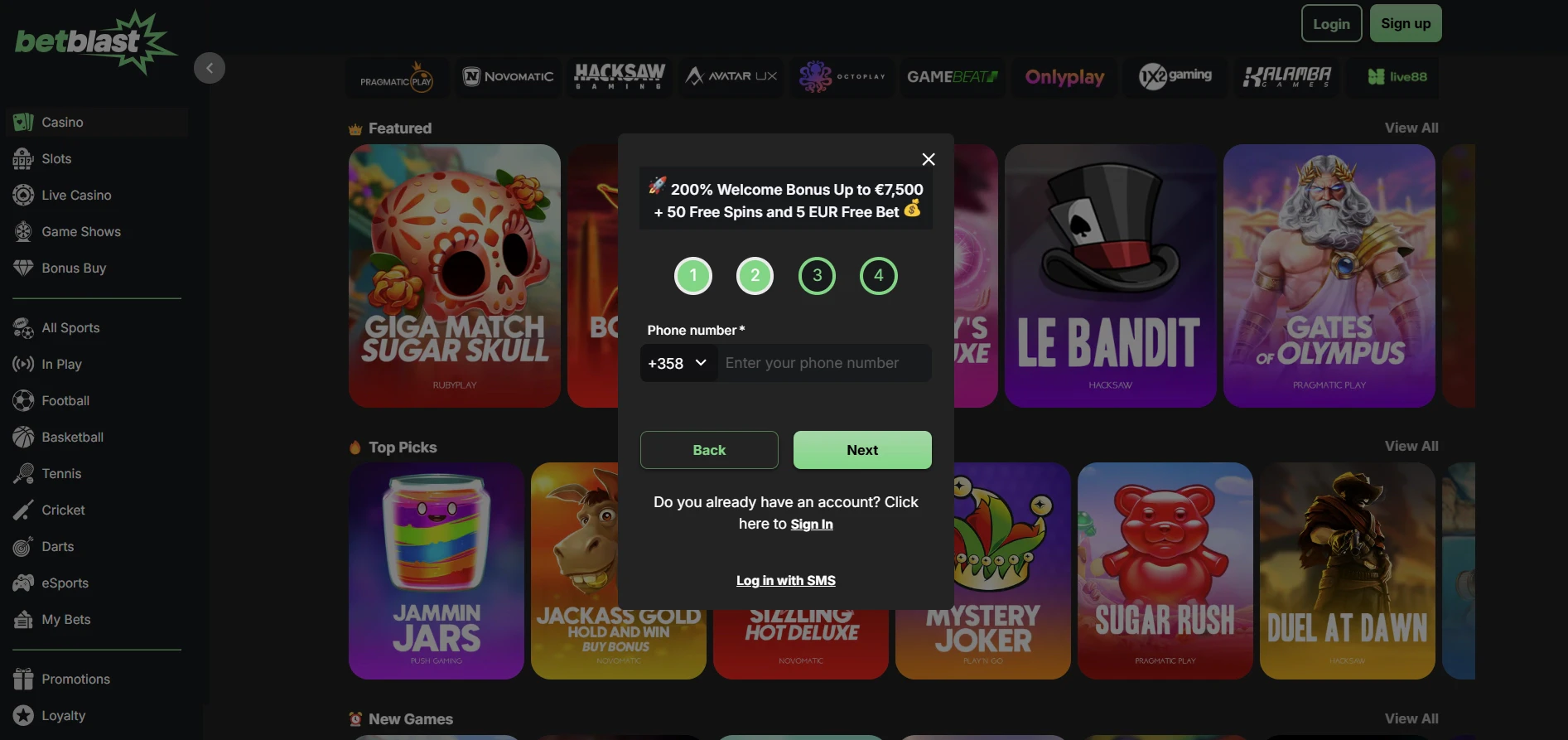 Betblast Registration