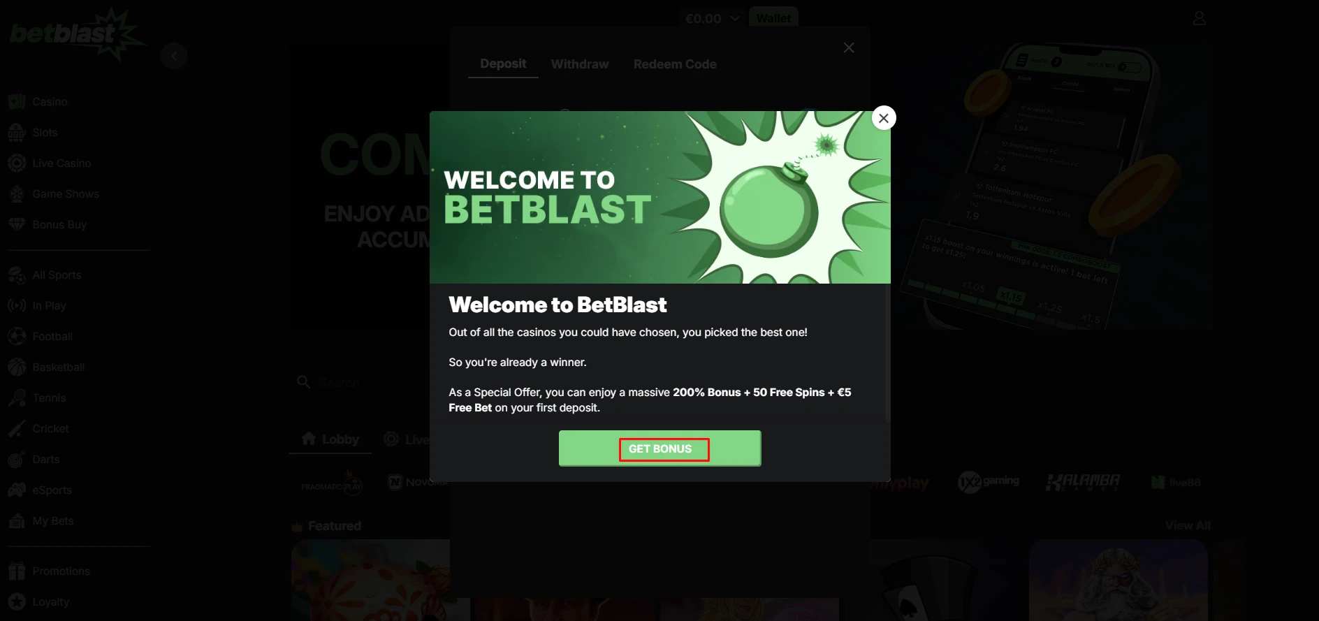 Betblast Registration