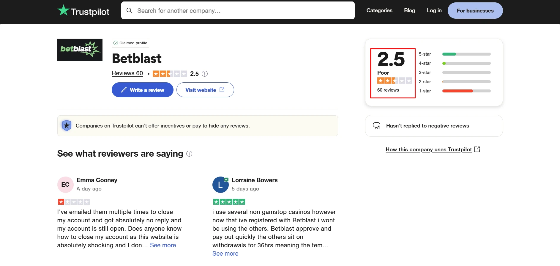 Betblast Casino User Reviews