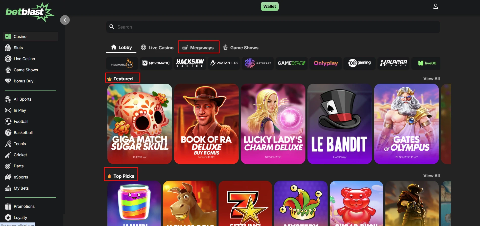Betblast Casino Special Features