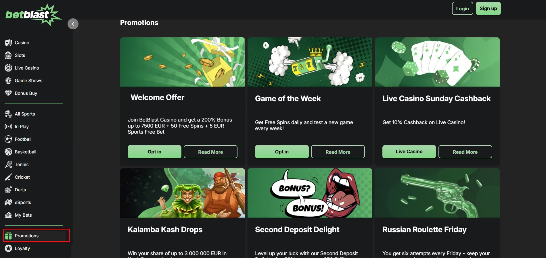 Betblast Casino Promotions