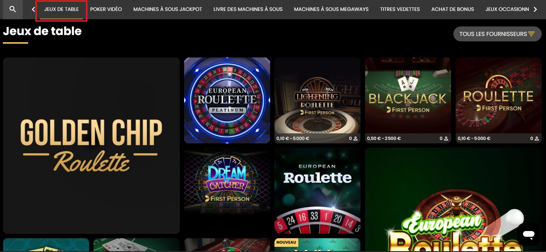 Les jeux de table sur Emirbet