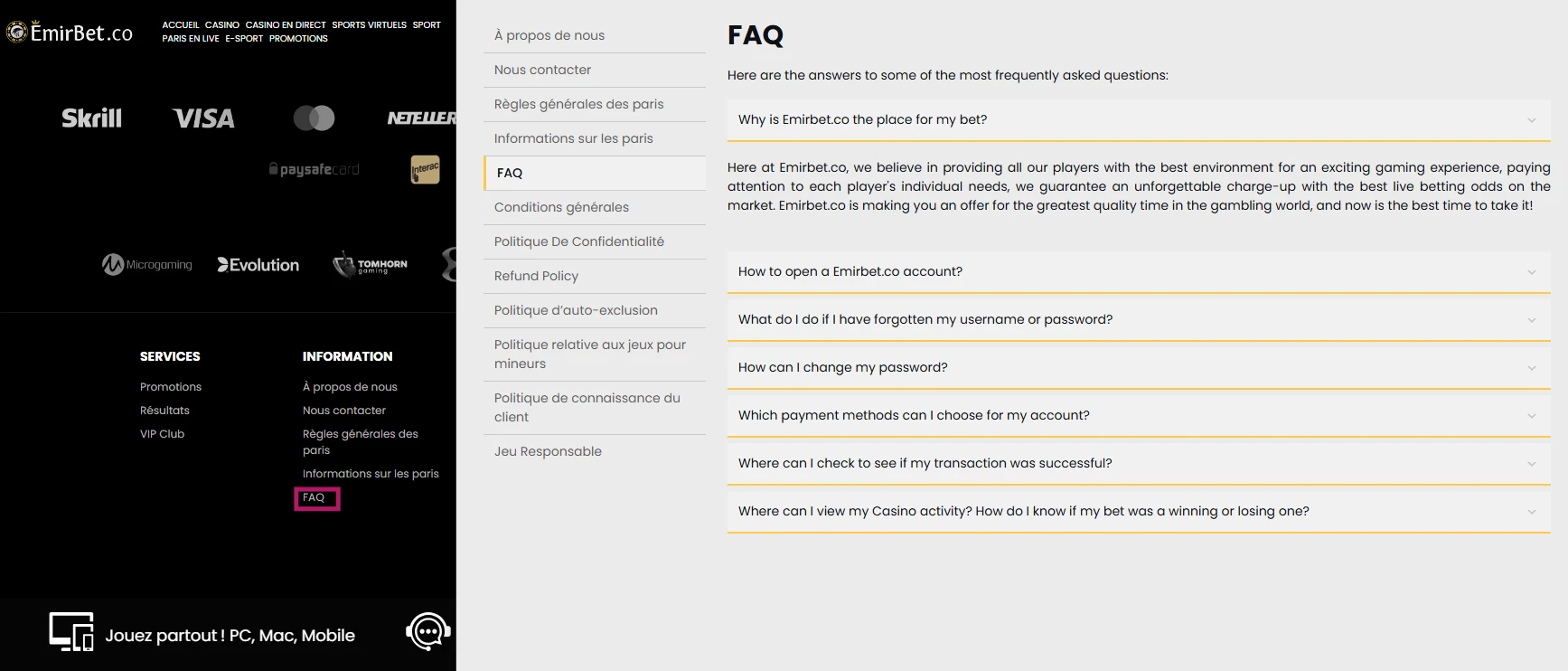 La FAQ d'Emirbet