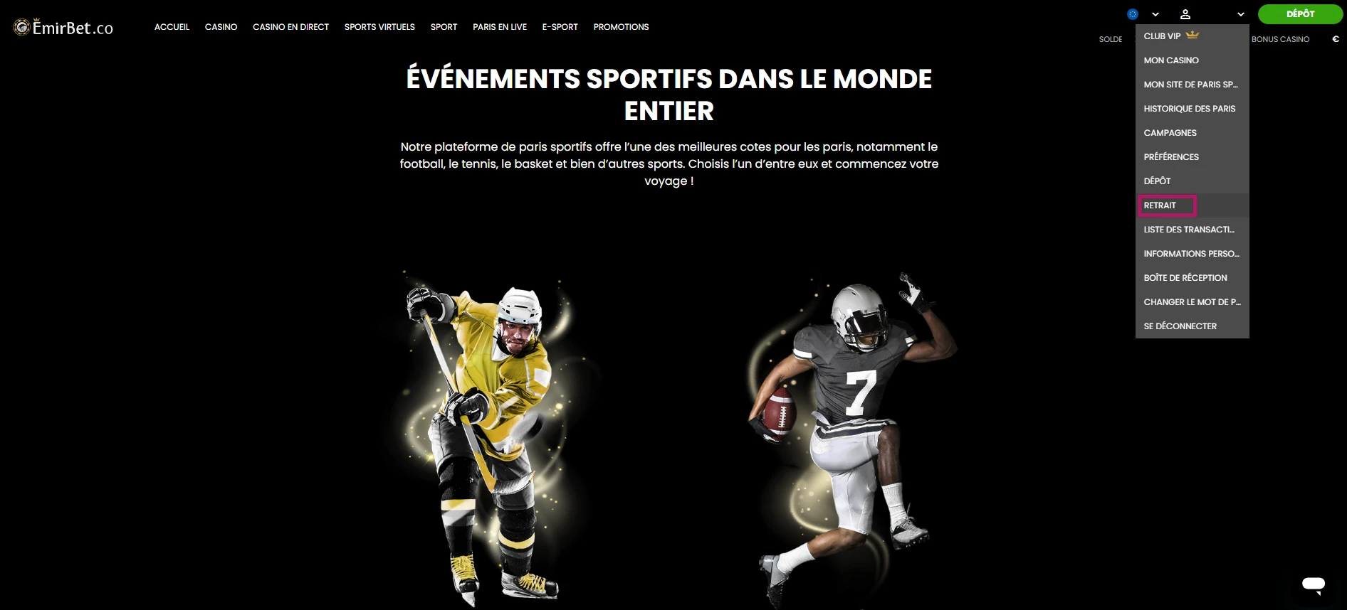 Accédez aux retraits
