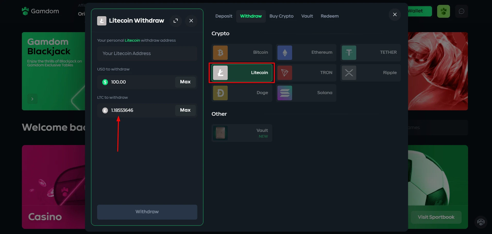 Gamdom Casino Litecoin